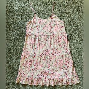 Pink floral tiered slip dress